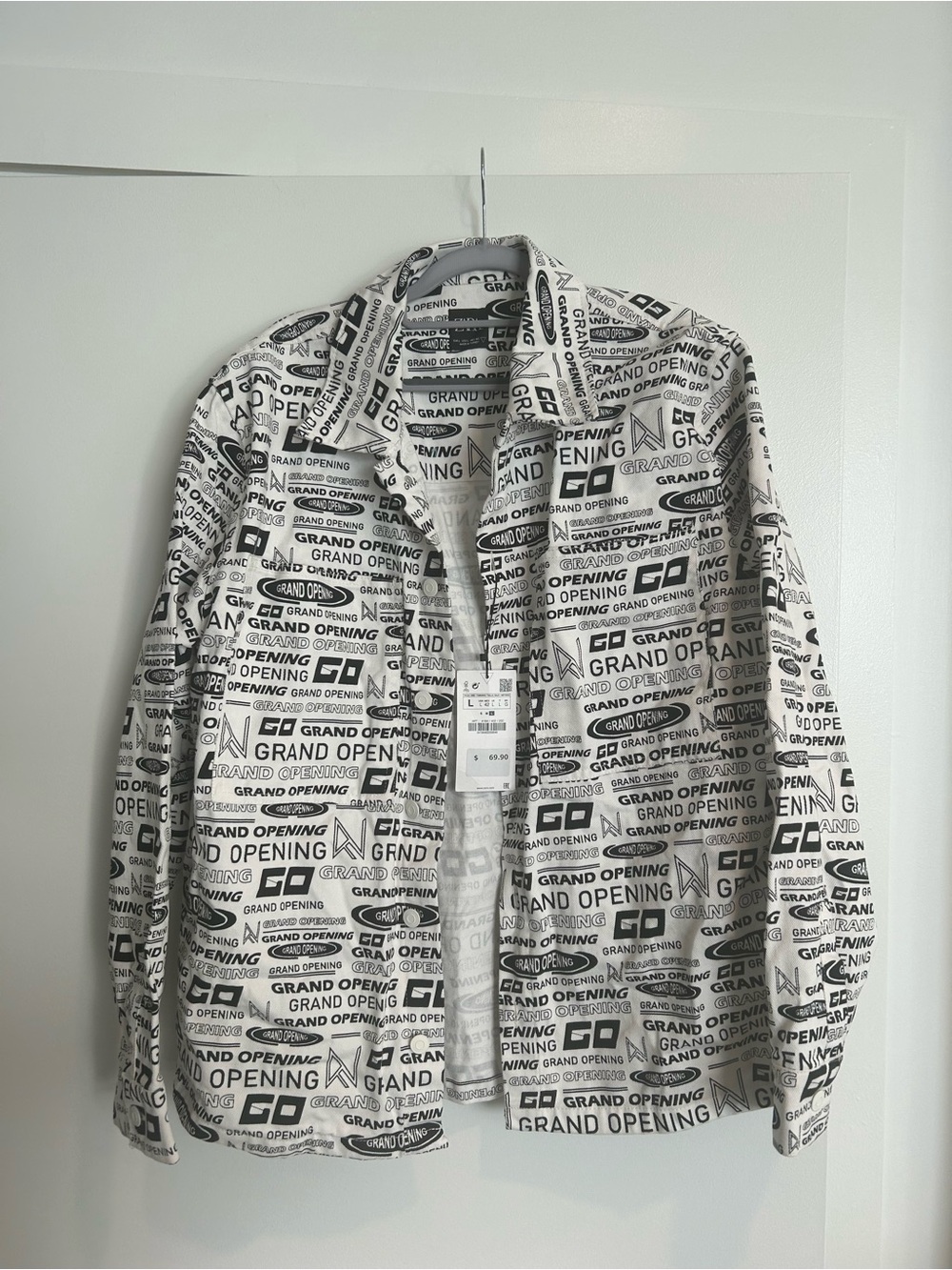 Zara Black & White All-Over Logo Shirt Jacket